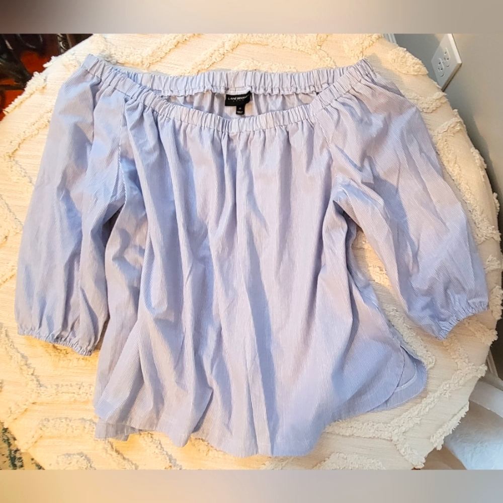 Lane Bryant Shoulder Top Blue/White Stripe Size 20